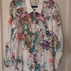 Aratta Silent Journey Embroidered Blouse Size Large